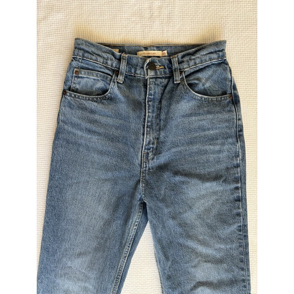 Levi's Premium 70s High Rise Flare Jeans Women 25 L Big E Retro Hippie Festival - Picture 5 of 13